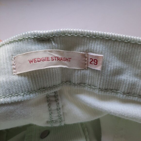 Levis Pants Womens 29 Pale Mint Wedgie‎ Straight Corduroy Cords Premium Stretch - Picture 9 of 16